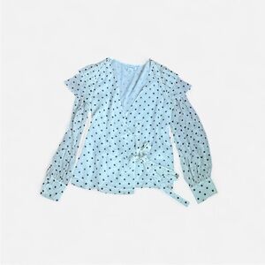 Club Monaco White and Black Dot Blouse